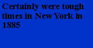 Text Box: Certainly were tough times in New York in 1885